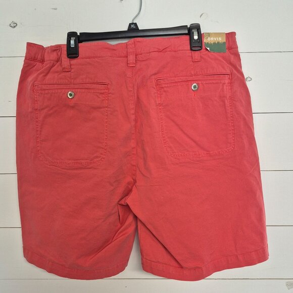 Orvis Mens Red Cotton Shorts Size 38 With Button & Zipper Closure Back Pockets B - Picture 6 of 7